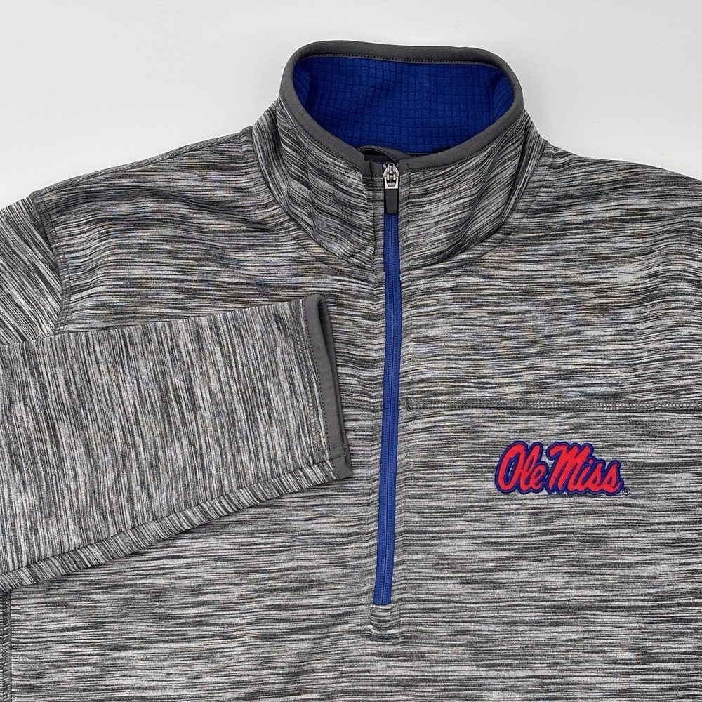 Ole Miss Rebels G-III Sports Carl Banks 1/4 Zip Fleece Jacket‎ Grey Blue Men's M